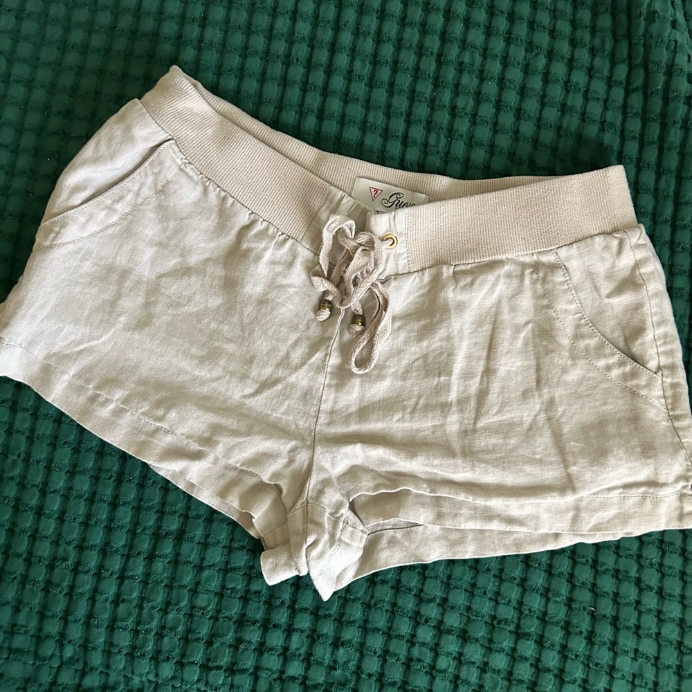 Guess 100% linen khaki shorts